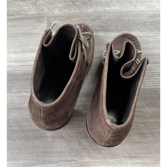 Dolce Vita Brown Suede Stacked Heel Booties Size 7 Heeled Boots Boho Moc Toe - Picture 5 of 8